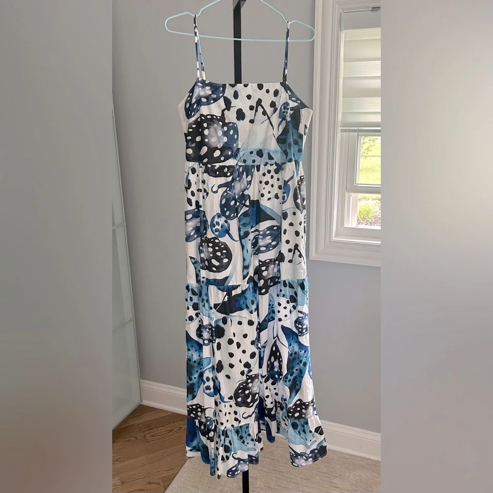 Farm Rio Mantas Sleeveless Square-Neck Midi Dress - Picture 2 of 6